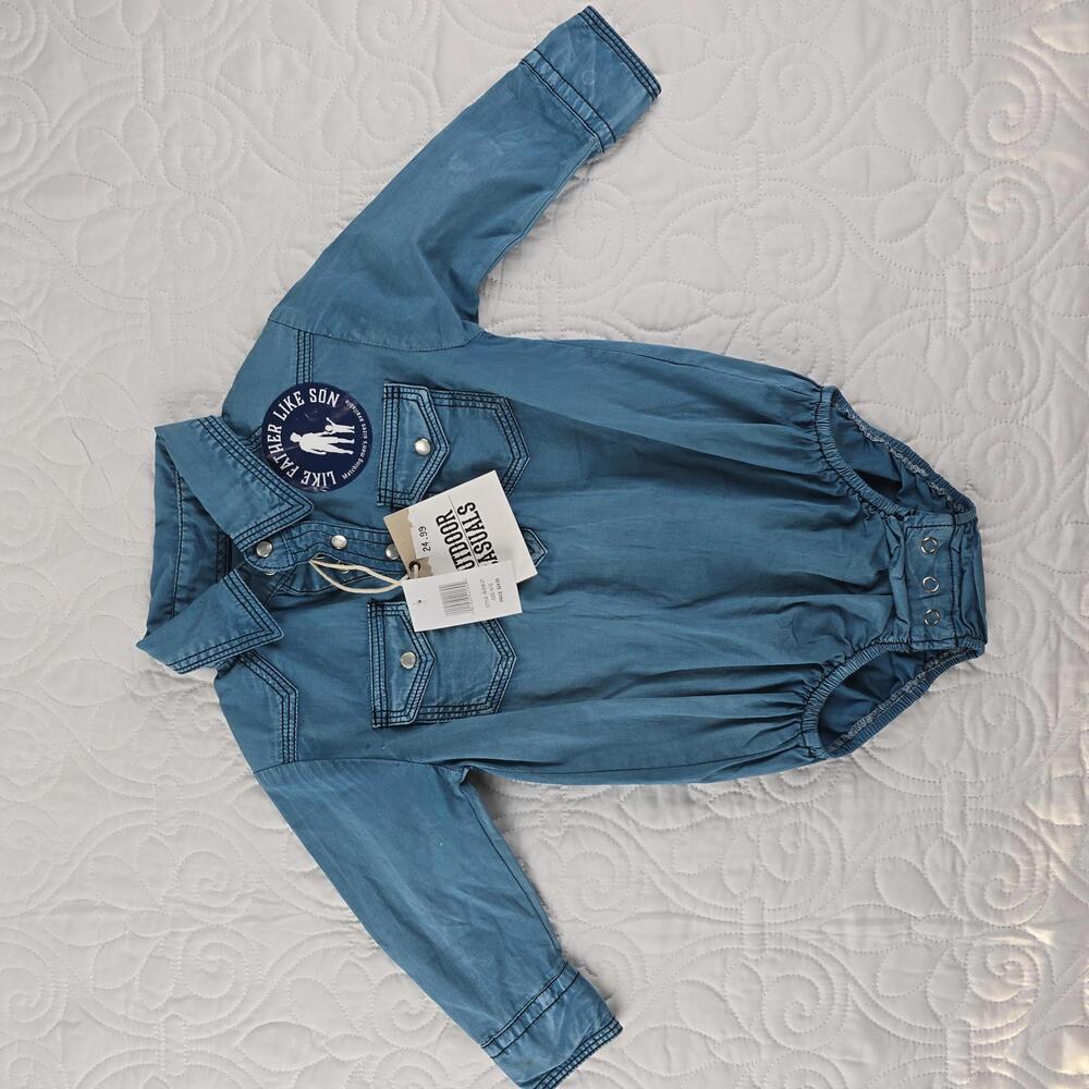 Outdoor Casuals Baby Blue Denim Style Bodysuit 9-12 Months